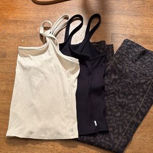 Vuori Cream and Black Tank Tops with Patterned leopard Leggings